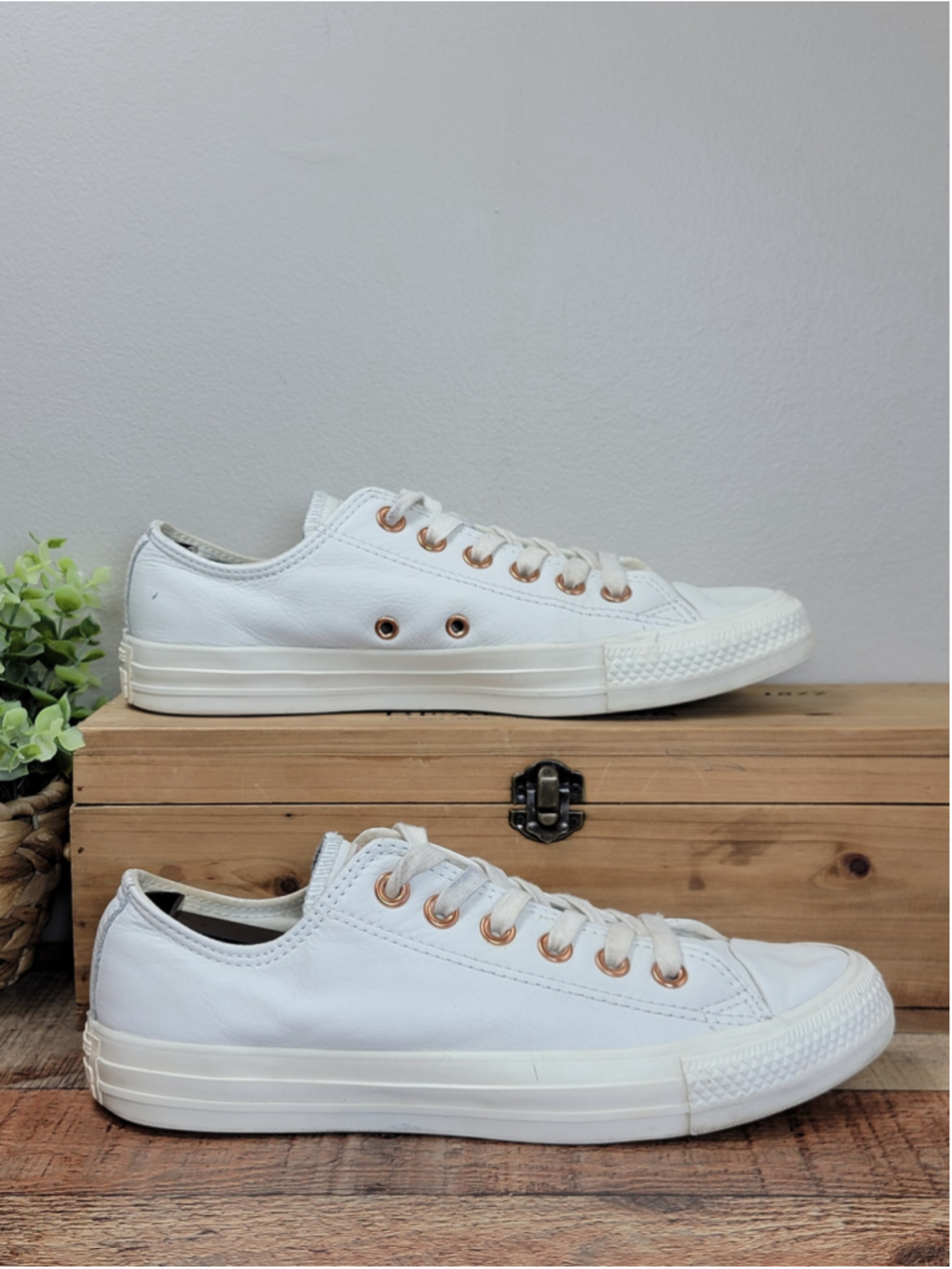 CTAS 7 Converse Low Top Ox Shoes Egret Leather Ivory Rose Gold Sneakers